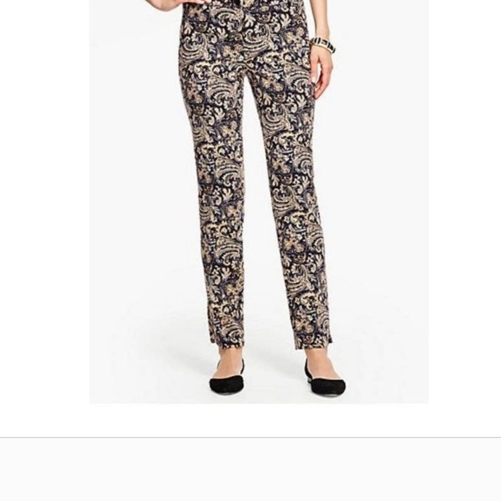 Paisley Print Pants in Black and Cream